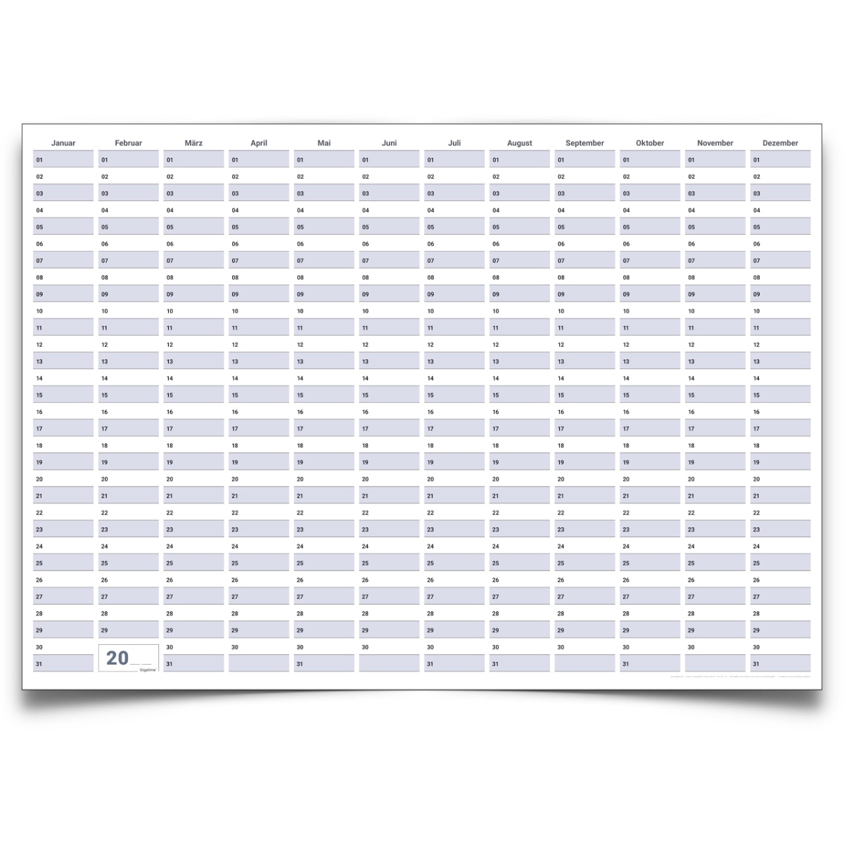 Dauerkalender DIN B0 XXL 140×100 cm – großer abwischbarer Jahresplaner, Projektplaner &amp; Geburtstagskalender – wiederverwendbar, Deutsch, inklusive Marker – Gigatime®