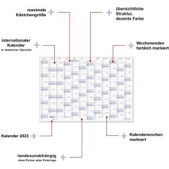 Gigatime Wandkalender Jahresplaner 2023 Format: DIN A0 118,8 x 84,0 cm blaugrau feucht abwischbar mit 1 non-permanent Marker - deutsch