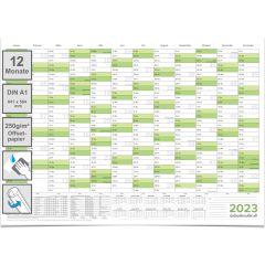 Abwischbarer Wandkalender 2023 Jahresplaner grün Format: 84,0x59,0cm DIN A1 - GEROLLT – Wandplaner, Jahreskalender, Poster Plakat - deutsch