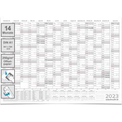 Abwischbarer Wandkalender 2023 14 Monate Jahresplaner feucht abwischbar grau Format: 84,0x59,0cm DIN A1 - GEROLLT – Wandplaner, Jahreskalender, Poster Plakat - deutsch