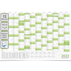 Wandkalender 2023 Jahresplaner grün premium Qualität Format: 59,4 x 42,0 cm – DIN A2 - GEROLLT – Wandplaner, Jahreskalender, Kalender, Poster Plakat - deutsch
