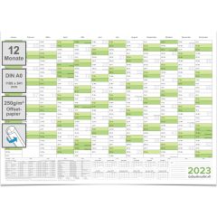 Wandkalender XXL 2023 grün Jahresplaner premium Qualität Format: 118,8 x 84,4 0c m DIN A0 - GEROLLT – Wandplaner, Jahreskalender, Kalender, Poster Plakat - deutsch