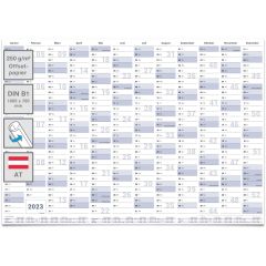 XXL Jahresplaner Wandkalender 2023 Österreich, DIN B1 1000 x 700 mm Kalender 2023 mit österreichischen Ferien und Feiertagen von Gigatime - Österreich -