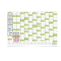 1 Agenda mural effaçable Calendrier mural planner vert 2023 (100,0 x 70,0 cm avec 1 x 4 marqueurs) enroulé - calendrier mural, calendrier annuel, calendrier - français
