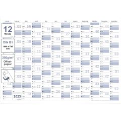Gigatime Wandkalender Jahresplaner 2023 Format: DIN B1 100,0 x 70,0 cm blaugrau premium Qualität - deutsch