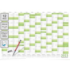 2 calendari da parete lavabili 2023 Planner verde A2 59,4 x 42,0 cm ciascuno con 2 pennarello) ARROTOLATO -Calendario da parete, calendario annuale, calendario - italiano
