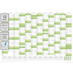 XXL Calendario da parete/Pianificatore annuale 2023 – Formato DIN A1 (59,4 x 84,1 cm) grande, piegato, verde
