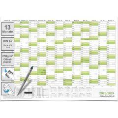 Abwischbarer Schülerkalender 2023/2024 grün inkl.1 Marker DIN A2 59,4x42,0cm 250g Papier gerollt Schuljahreskalender Kalender für Schüler und Lehrer Schulkalender Wandkalender. Deutsche Sprache