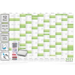2 Calendari da parete lavabili 2023 Planner verde B1 100,0 x 70,0 cm ciascuno con 2x4 pennarelli ARROTOLATO - calendario da parete, calendario annuale, calendario - italiano