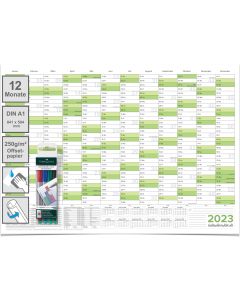Wandkalender Wandplaner Jahresplaner Kalender 2020 DIN A1 GEFALTET Grau Design 
