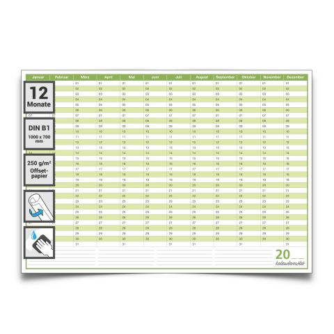 Mega Dauerkalender, super groß, DIN B1 , 250 gr. Premium Qualitätspapier, feucht abwischbar, praktisch und schön