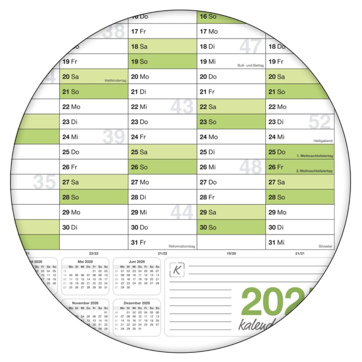 Wandkalender 2025 Jahresplaner Format 84,0 x 59,0cm DIN A1 GEFALTET