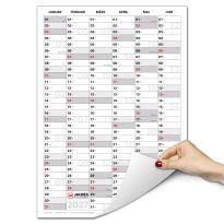 Jahreskalender 2027 DIN B2 50 x 70 hochformat Wandkalender beidseitig bedruckt 14 Monate beschreibbar mit allen Stiften Familienplaner Büroplaner Terminplaner für Tür Kühlschrank Küche und Homeoffice