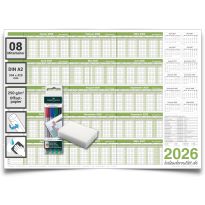 DIN A2 Personalplaner 2026 – Urlaubsplaner, Jahresplaner, Wandkalender für bis zu 8 Mitarbeiter – laminiert, feucht abwischbar – inkl. 4 non-permanent Marker – gerollt geliefert – Kalenderoutlet