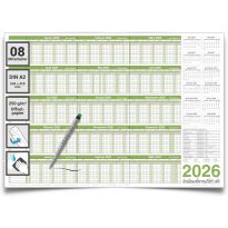 DIN A2 Personalplaner 2026 – Urlaubsplaner, Jahresplaner, Wandplaner für Büro & Praxis – abwischbar, laminiert – 59,4x42,0 cm für bis zu 8 Mitarbeiter – inkl. Marker – gerollt – Kalenderoutlet