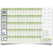 Personalplaner 2026 DIN A2 – Urlaubsplaner, Jahresplaner, Wandkalender für bis zu 8 Mitarbeiter – folienkaschiert, feucht abwischbar, beschreibbar – 59,4 x 42,0 cm – gerollt geliefert – Kalenderoutlet