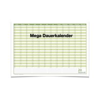 Mega Dauerkalender, super groß, DIN B1 , 250 gr. Premium Qualitätspapier, feucht abwischbar mit 4  non-permanent Markern und Schwamm