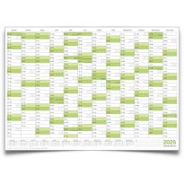 Kalenderoutlet  Din A0, 5 calendriers muraux/annuels verts XL 2025 grand format A0 118,8 x 84,0 cm matériel 135g/m2 impression de qualité plié calendrier annuel, calendrier - français