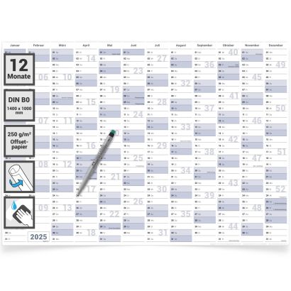 2025 DE Abwischbare Jahreskalender - Wandkalender - 2025