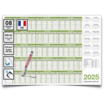 KalenderoutletDIN A2 Planificateur de personnel 2025/26, planificateur de vacances 2025 effaçable à l'eau 59,4x42,0 cm pour jusqu'à 8 collaborateurs roulé avec 1 marqueur non-permanent