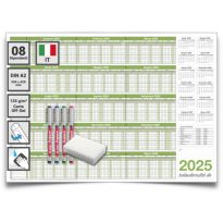 Kalenderoutlet Agenda per il personale per 8 dipendenti 2025, DIN A2 riutilizzabile con 4 pennarelli non permanenti e spugna