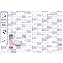 Abwischbarer XXXL Jahresplaner Wandkalender 2024. Wandplaner gerollt 140x100cm gross DIN B0 inklusive 4er Stifte-Set. Jahreskalender 2024, Kalender - deutsche Sprache - von Gigatime