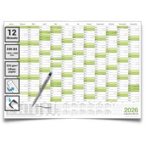 Abwischbarer XXL Wandkalender 2026 grün Jahresplaner Format: 140x100cm – DIN B0 inkl. 1 Marker- GEROLLT – Wandplaner, Jahreskalender, Kalender, Poster Plakat - deutsch