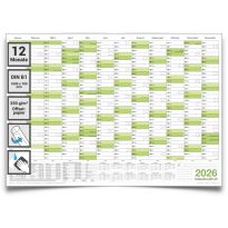 Abwischbarer Wandkalender 2026 Jahresplaner grün Format: 100x70cm – DIN B1- GEROLLT – Wandplaner, Jahreskalender, Kalender, groß korrigierbar Poster Plakat - deutsch