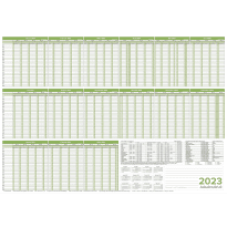 Personalplaner Urlaubsplaner Kalender 2023/24, feucht abwischbar Format DIN B1 70,0 x 100,0 cm für 22 Mitarbeiter grün - deutsch