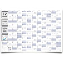 Gigatime XXL Wandkalender Jahresplaner 2025 – Papierkalender, 140x100cm, DIN B0, Deutsch, Perfekt für Büro und Zuhause, Premium Qualitätspapier