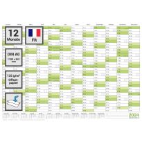 Calendrier mural/planificateur annuel vert XL 2024 grand format A0 118,8 x 84,0 cm matériau 135g/m2 impression de qualité plié calendrier annuel, calendrier - français