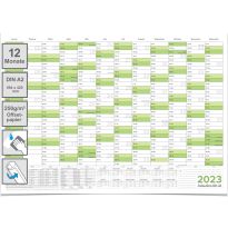 Abwischbarer Wandkalender 2023 Jahresplaner grün Format: 59,4x42,0cm – DIN A2 - GEROLLT – Wandplaner, Jahreskalender, Kalender, Poster Plakat - deutsch
