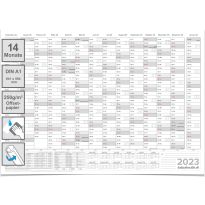 Abwischbarer Wandkalender 2023 14 Monate Jahresplaner feucht abwischbar grau Format: 84,0x59,0cm DIN A1 - GEROLLT – Wandplaner, Jahreskalender, Poster Plakat - deutsch