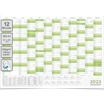 Wandkalender 2023 Jahresplaner grün premium Qualität Format: 84,0 x 59,0 cm DIN A1 - GEROLLT – Wandplaner, Jahreskalender, Poster Plakat - deutsch