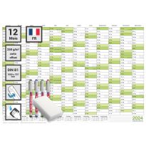 1 Agenda mural effaçable Calendrier mural planner vert 2024 (100,0 x 70,0 cm avec 1 x 4 marqueurs) enroulé - calendrier mural, calendrier annuel, calendrier - français