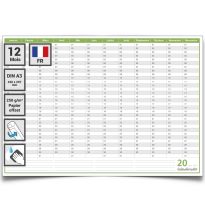 Calendrier permanent, calendrier familial, calendrier d'anniversaire, calendrier perpétuel, DIN A3  42,0 x 29,7 cm, 250 gr. papier de qualité premium, effaçable au chiffon humide, pratique et beau