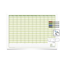 Mega Dauerkalender, super groß, DIN B1 , 250 gr. Premium Qualitätspapier, feucht abwischbar mit 4 Faber-Castell non-permanent Markern