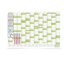 1 Agenda mural effaçable Calendrier mural planner vert 2023 (100,0 x 70,0 cm avec 1 x 4 marqueurs) enroulé - calendrier mural, calendrier annuel, calendrier - français