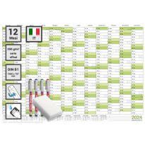 1 Calendario da parete lavabile 2024 planner verde B1 100,0 x 70,0 cm con 1x4 pennarello ARROTOLATO -agenda da parete, calendario annuale, calendario - italiano