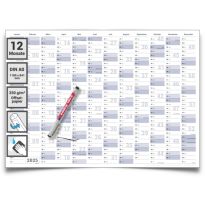 Abwischbarer XL Jahresplaner Wandkalender 2025. Wandplaner gerollt 118,8 x 84,0 cm gross DIN A0 inklusive 1 Marker. Jahreskalender 2025, Kalender - deutsche Sprache - von Gigatime