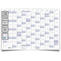 Gigatime Wandkalender Jahresplaner 2025 Format: DIN A3 42,0 x 29,7 cm blaugrau premium Qualität - deutsch