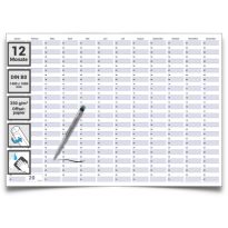 Dauerkalender / Geburtstagskalender Format DIN B0 140,0 x 100,0 cm mit Marker dauerhaft wiederverwendbar, Jahresplaner abwischbar - deutsch