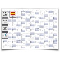 Calendario de Pared XL Gigatime 2025 Yearly Planner Formato: 118,8 x 84,0cm- DIN A0 - PLEGABLE - Wall Planner, Yearly Calendar, Calendar, Poster - Español