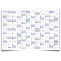 Gigatime  Din A0 5 x calendario de pared XL 2025 planificador anual formato: 118,8 x 84,0cm- plegado - planificador de pared, calendario anual, calendario, poster - Espanol