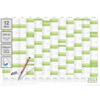 2 calendari da parete lavabili 2023 Planner verde A2 59,4 x 42,0 cm ciascuno con 2 pennarello) ARROTOLATO -Calendario da parete, calendario annuale, calendario - italiano