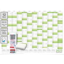 5 Calendari da parete lavabili 2023 Planner verde B1 100,0 x 70,0 cm ciascuno con 5x4 pennarelli ARROTOLATO - calendario da parete, calendario annuale, calendario - italiano