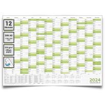 Wandkalender XXL 2024 grün Jahresplaner premium Qualität Format: 118,8 x 84,4 0c m DIN A0 - GEROLLT – Wandplaner, Jahreskalender, Kalender, Poster Plakat - deutsch