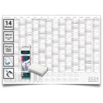 Abwischbarer XL Jahresplaner Wandkalender 2024 14 Monate feucht abwischbar grau 84,0x59,0cm groß DIN A1 inklusive 4 Markern. Kalender Wandplaner 2024 Jahreskalender gerollt. - Deutsche Sprache