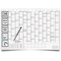 Abwischbarer XL Jahresplaner Wandkalender 2024 14 Monate feucht abwischbar grau 84,0x59,0cm groß DIN A1 inklusive Marker. Kalender Wandplaner 2024 Jahreskalender gerollt. - Deutsche Sprache