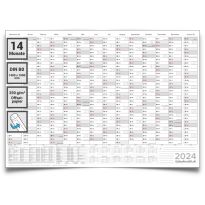 XXL Wandkalender 2024 mit 14 Monaten Übersicht Jahresplaner grau Format: 140x100cm DIN B0 GEROLLT – Wandplaner, Jahreskalender, Poster Plakat - deutsch